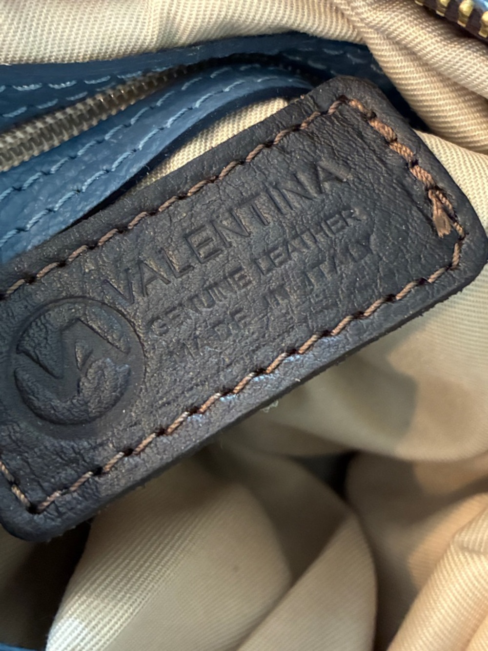 Valentina Blue and Dark Brown Leather Backpack - Picture 9 of 16